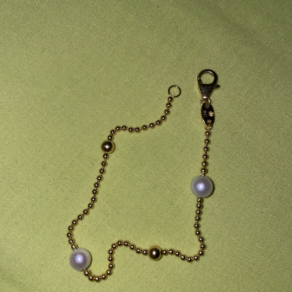 18K YG PEARL & GOLD BEAD STATION BRACELET - Picture 2 of 2